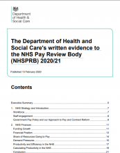 The Department of Health and Social Care's written evidence to the NHS Pay Review Body (NHSPRB) 2020/21